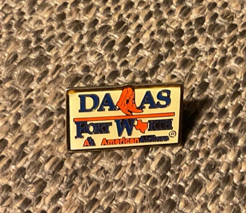 Vintage American Airlines Hat Lapel Pin Dallas Fort Worth Boots AA Texas