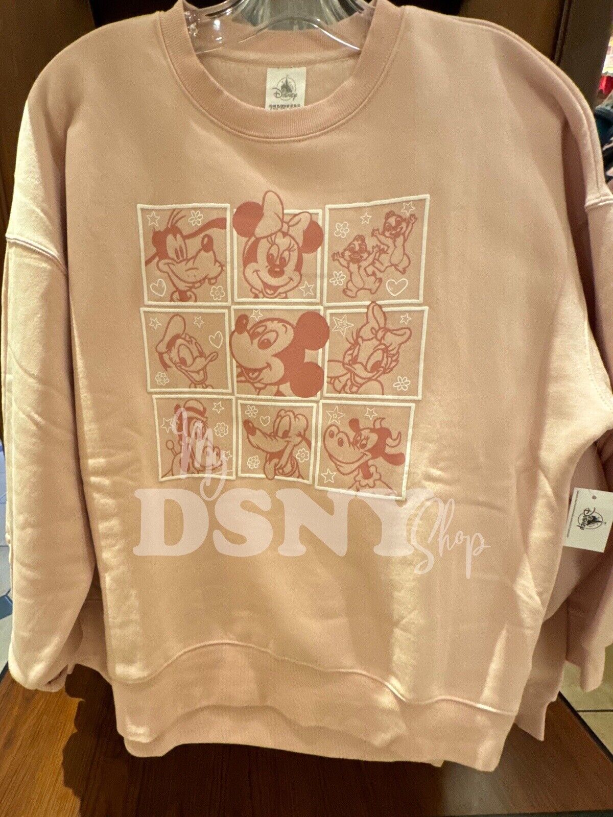 2024 Disney Parks Mickey Mouse & Friends Pink Pullover Sweatshirt Adult Medium.