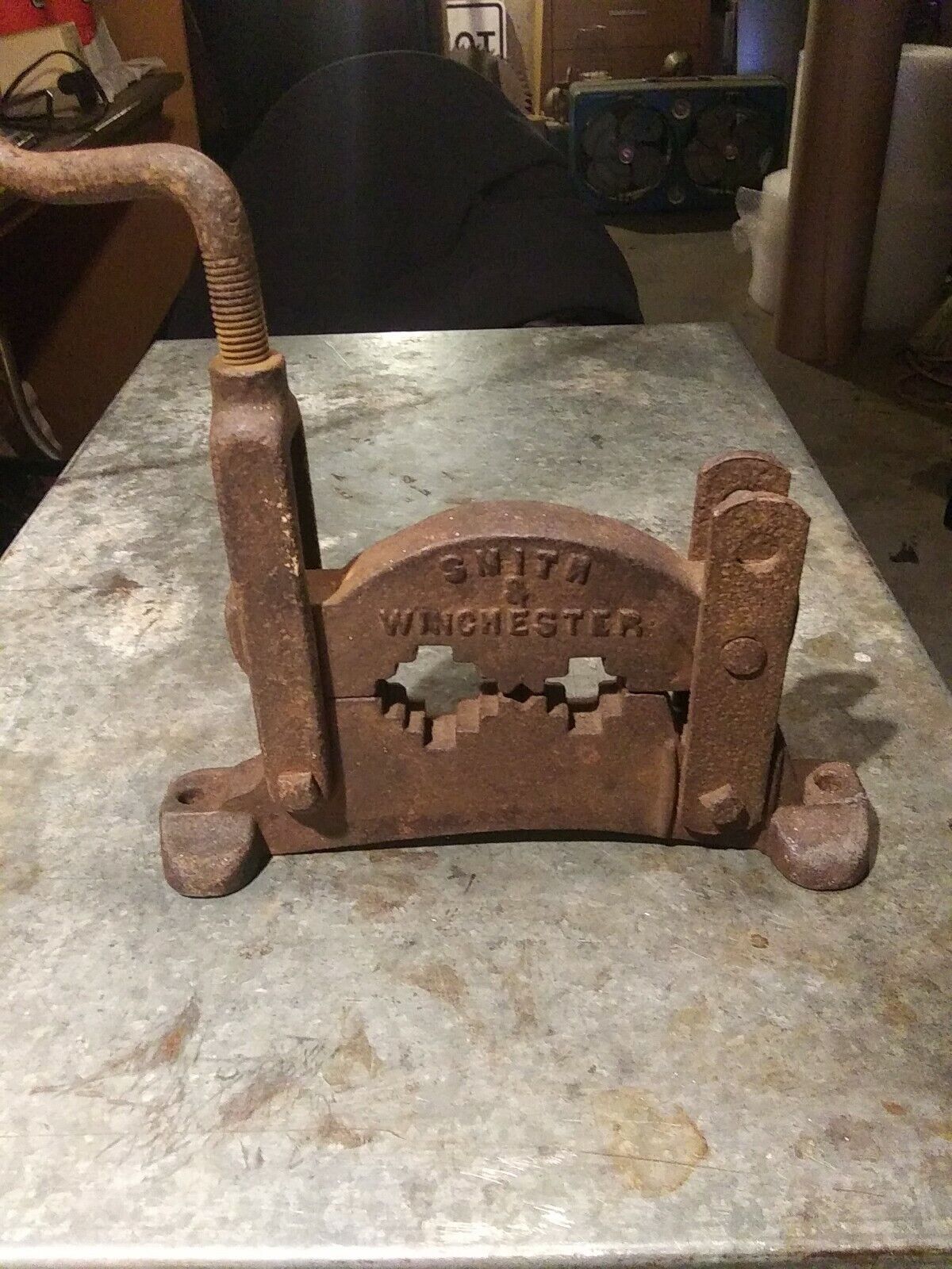 Vintage and antique cast iron Smith and Winchester vise