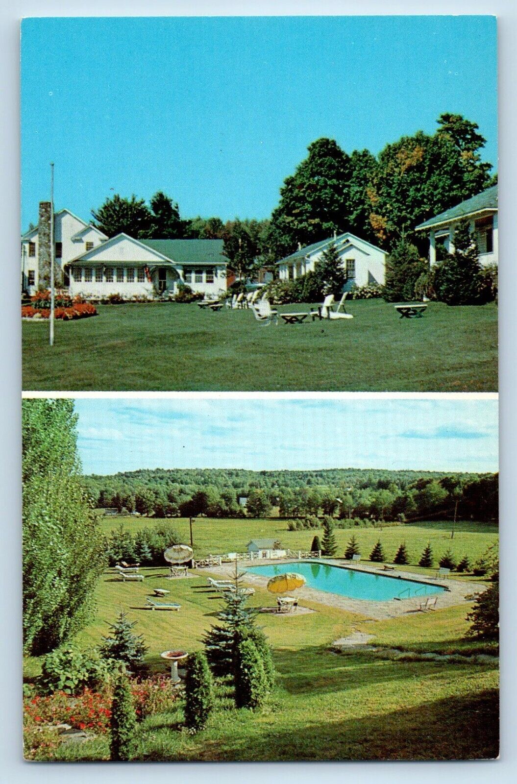 c1950's The Neversink Inn Motel And Pool Neversink New York Dual View Postcard