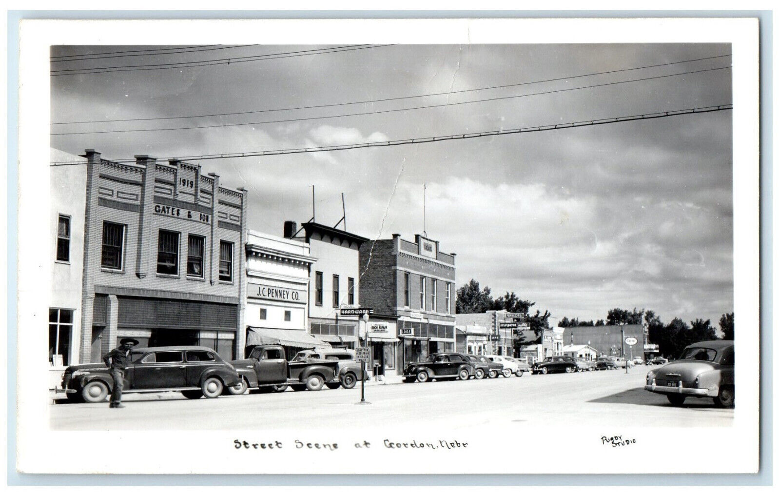 c1950's Street Scene at Gordon Nebraska NE RPPC Photo Vintage Unposted Postcard