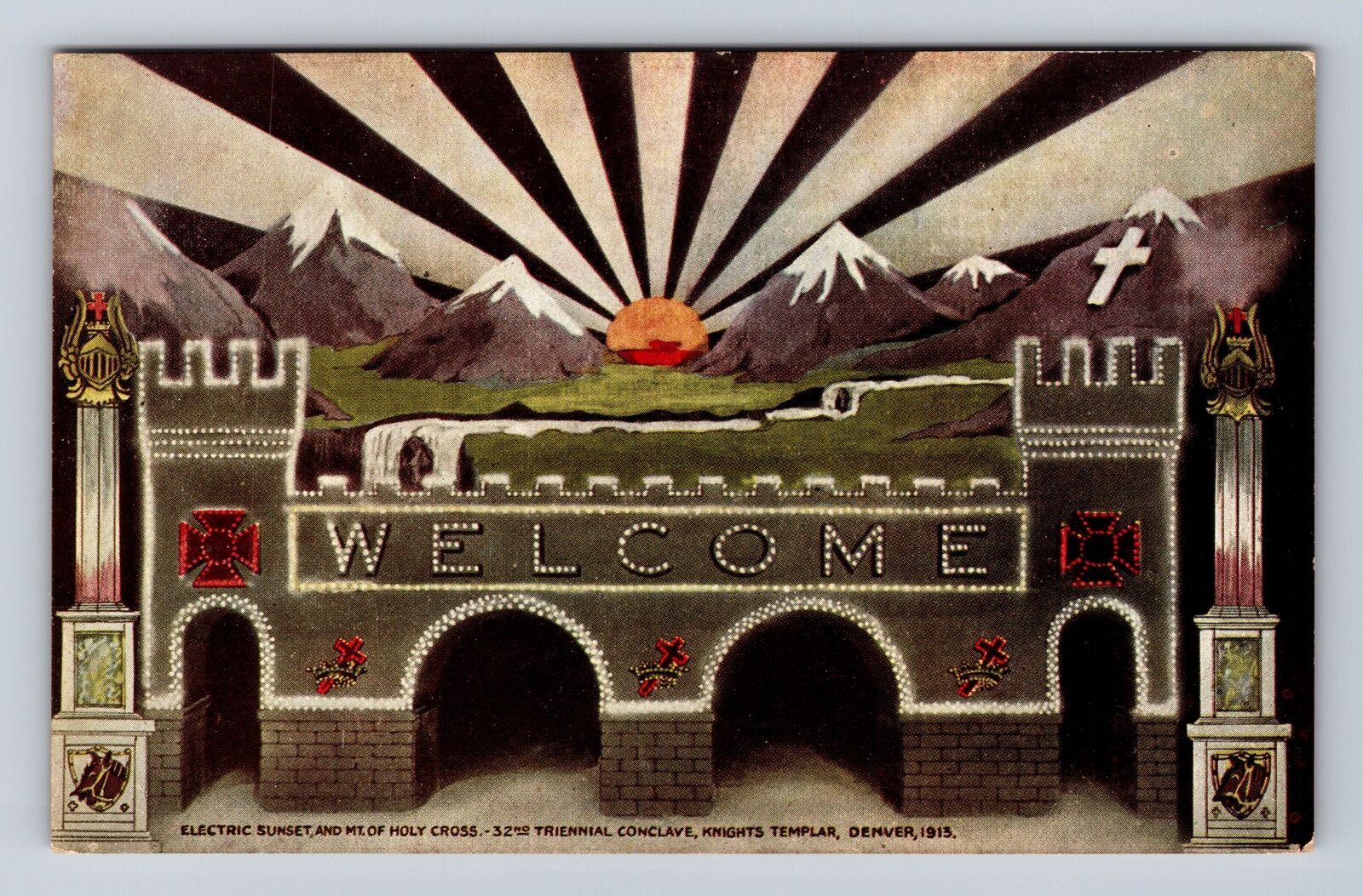Denver CO-Colorado, Knights Templar, Mt of Holy Cross Vintage Postcard