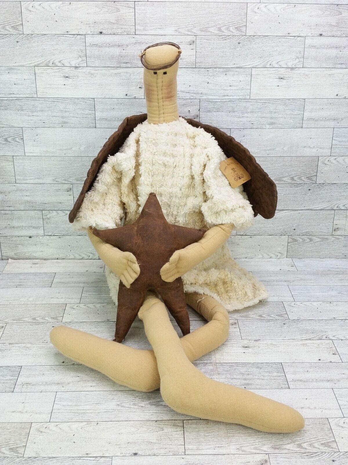 Vintage Rare Honey & Me Primitives 35” Angel Bumpy Chenille Gown Plush Doll