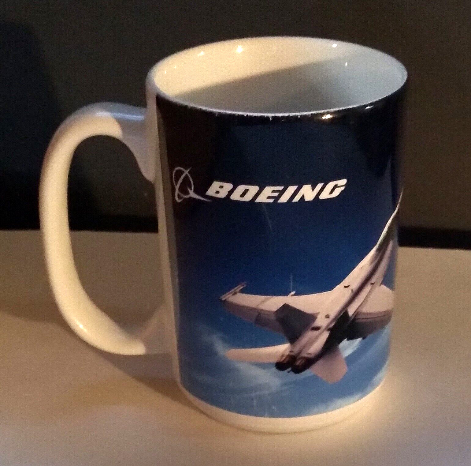 Boeing Photo Mug Super Hornet F/A-18 E/F Jet Airplane Blue & White Coffee Cup