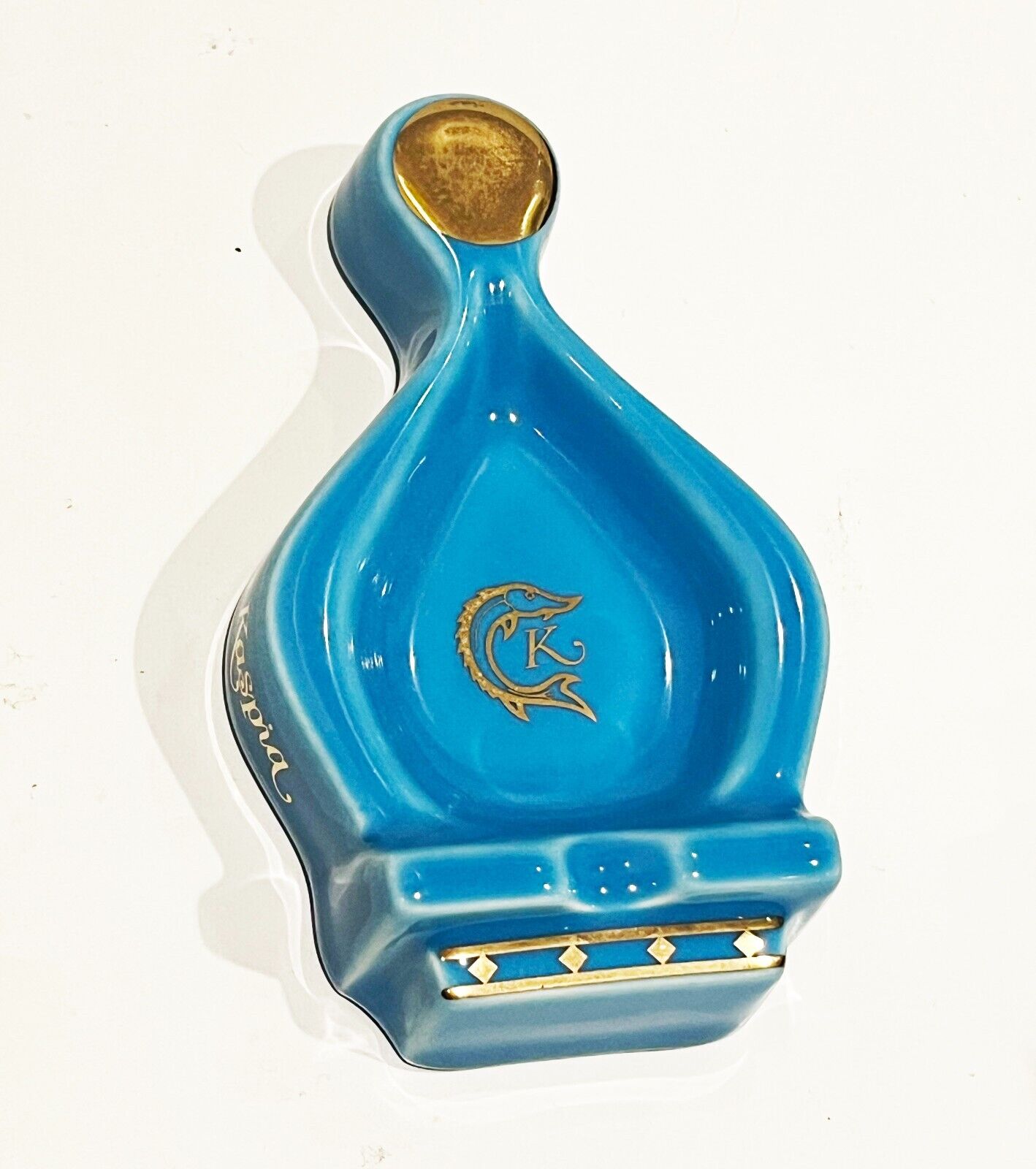 CAVIAR KASPIA Paris France Iconic Blue Gold Ceramic ASHTRAY Jewelry Catchall