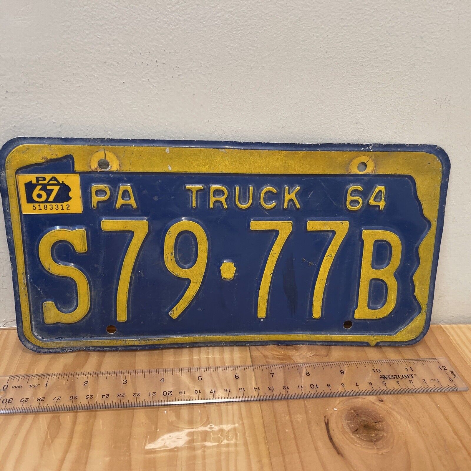 Vintage 1964 1967 Pennsylvania Truck License Plate # S79-77B