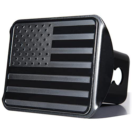 Tactical USA American Flag Hitch Cover Premium Quality Stainless Steel Black