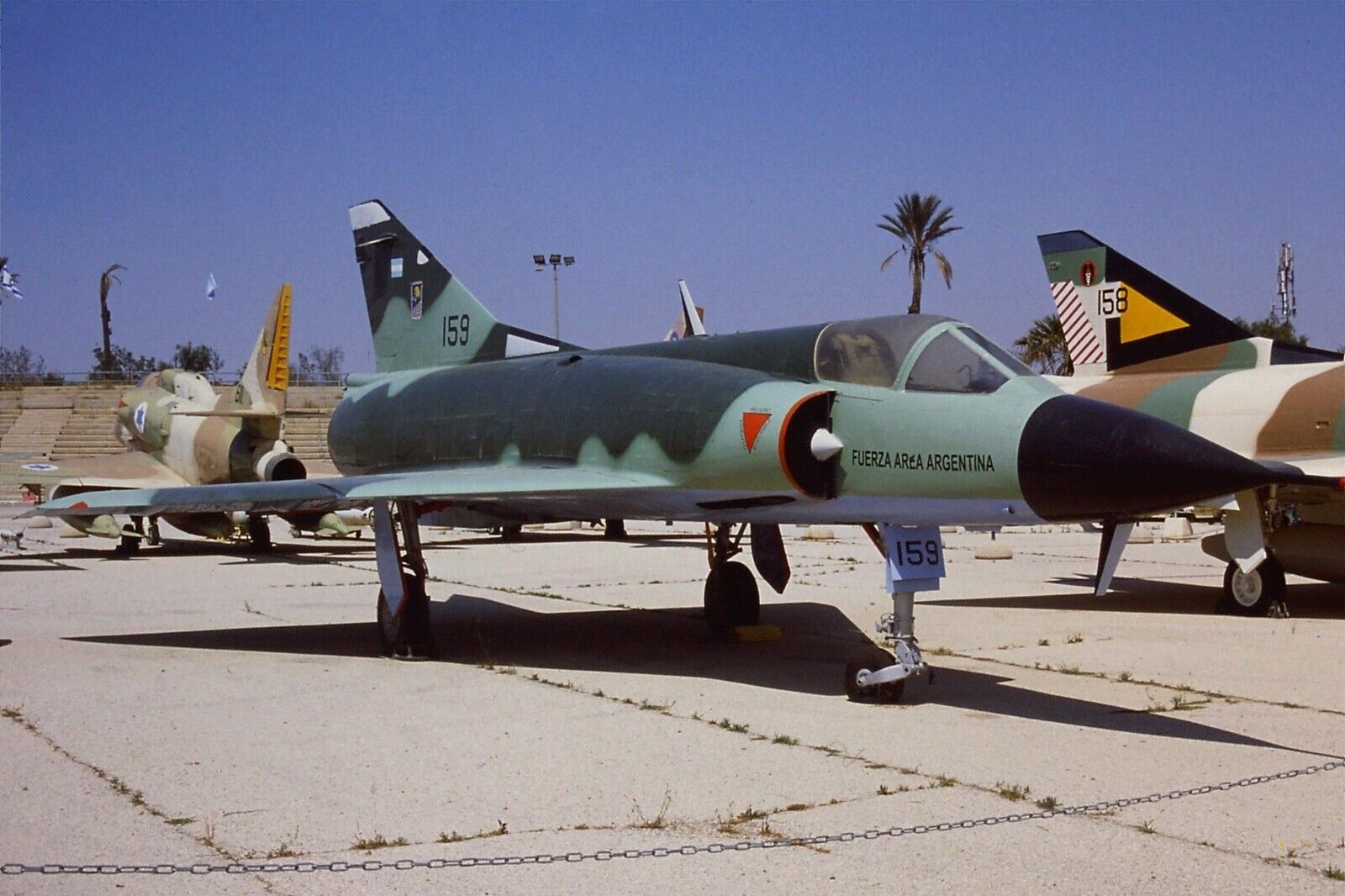 Original 35mm colour slide of Argentine Air Force Mirage 3CJ Shachak \'159\'