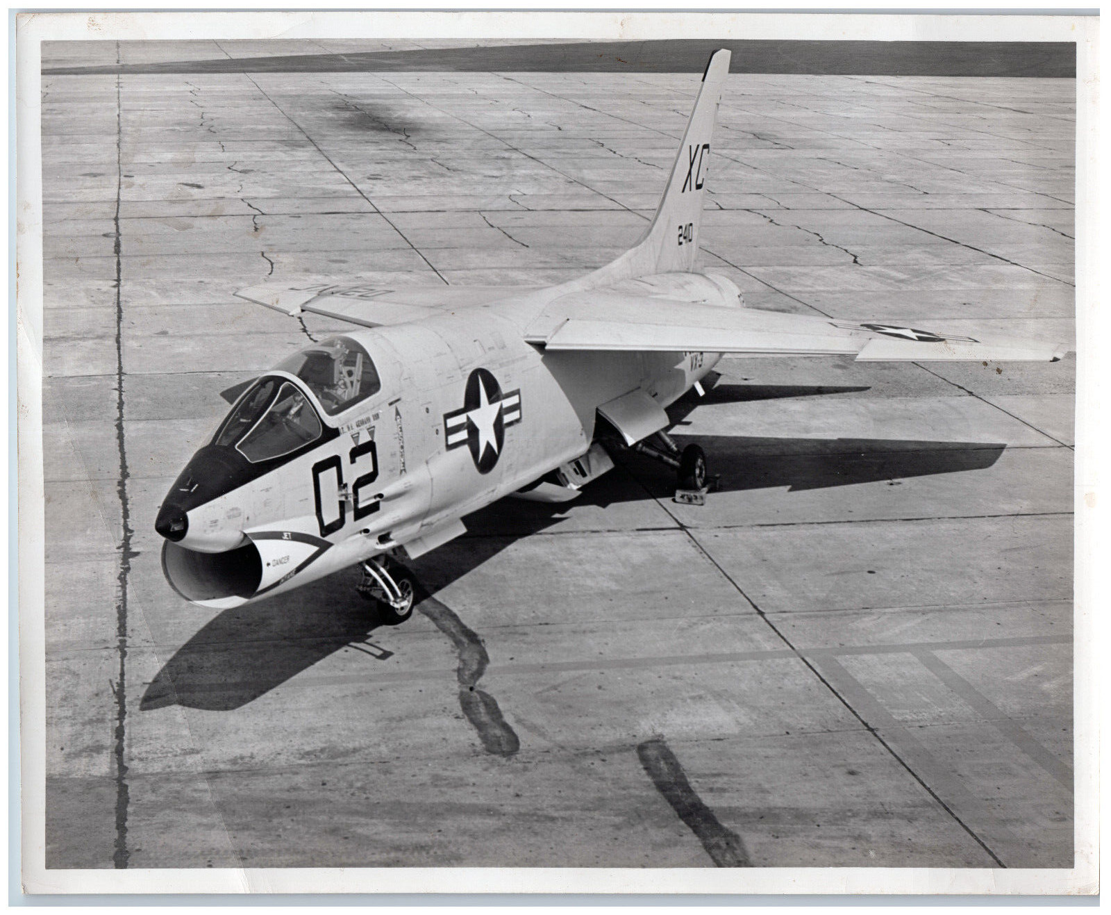 1957 Official US Navy Photo F8U-1 on the line at NASAC Naval Jet B&W 8\