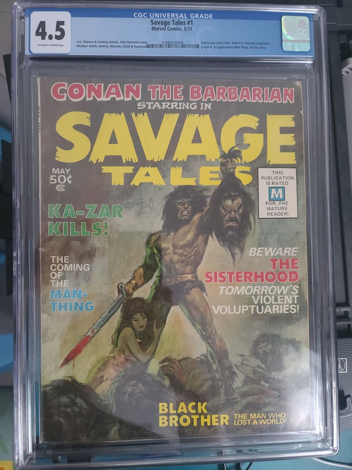 SAVAGE TALES #1 (1971) CGC 4.5 OW/W FIRST APPEARANCE OF MAN-THING MARVEL COMICS