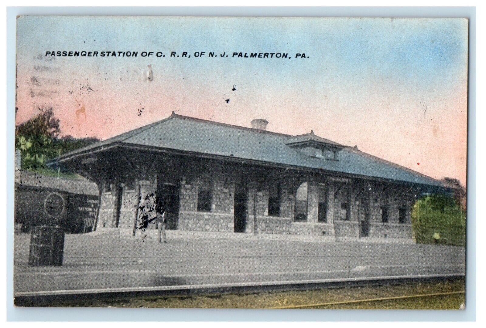 1914 Passenger Station Of C. R. R. Of N. J. Palmerton Pennsylvania PA Postcard