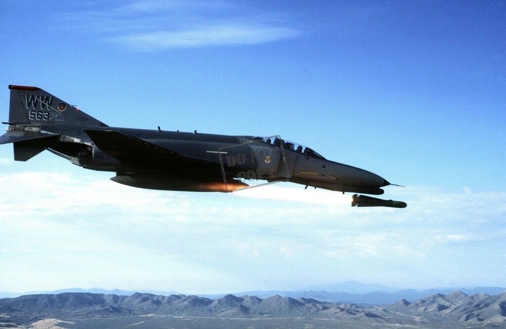US Air Force USAF F-4E Phantom II aircraft AGM-65 Maverick missile 12X18 Photo