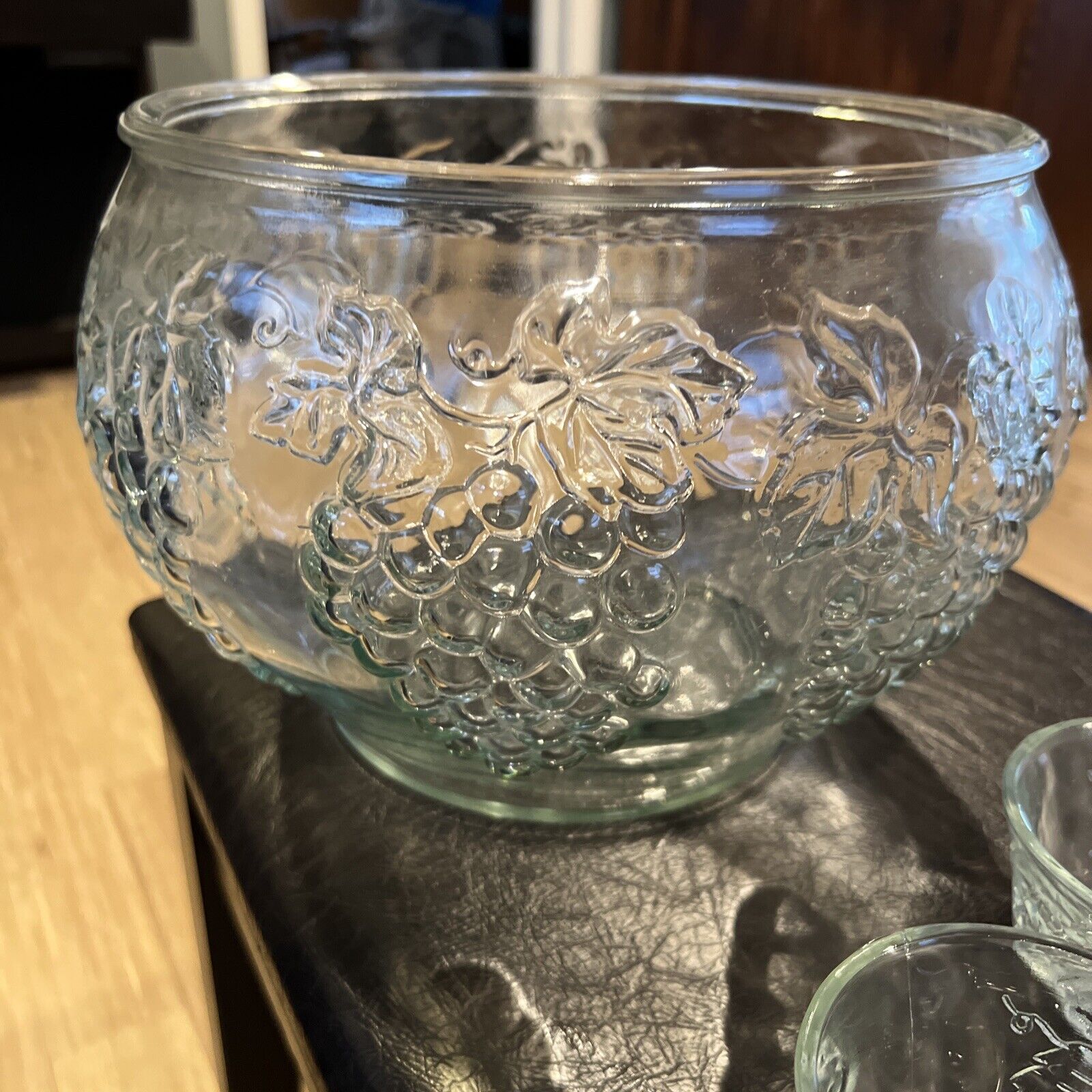 Vintage Indiana Glass Celebration Harvast Grape Punch Bowl  w/11 Cups