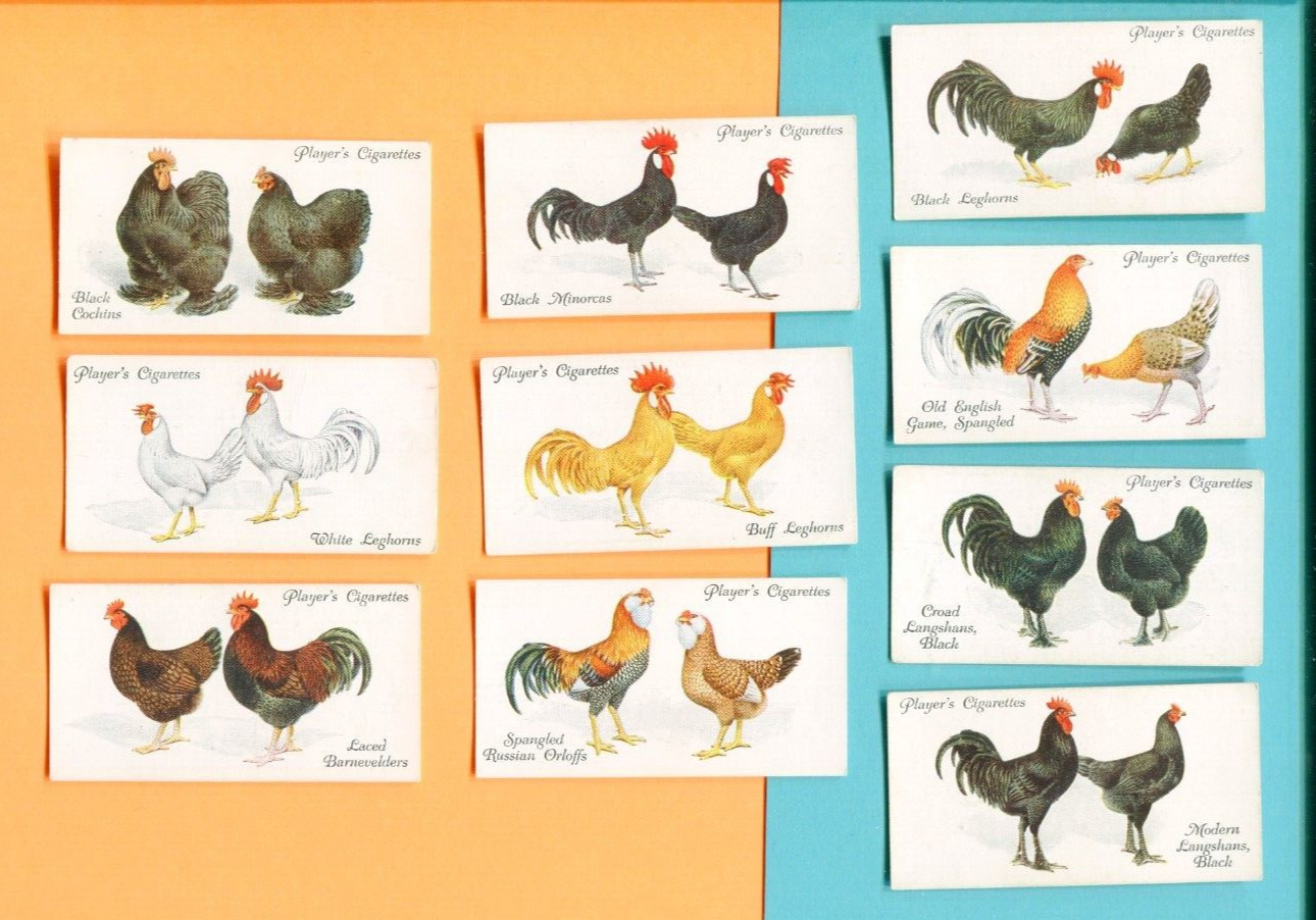 1931 JOHN PLAYER AND SONS CIGARETTES POULTRY 10 DIFFERENT TOBACCO CARD LOT