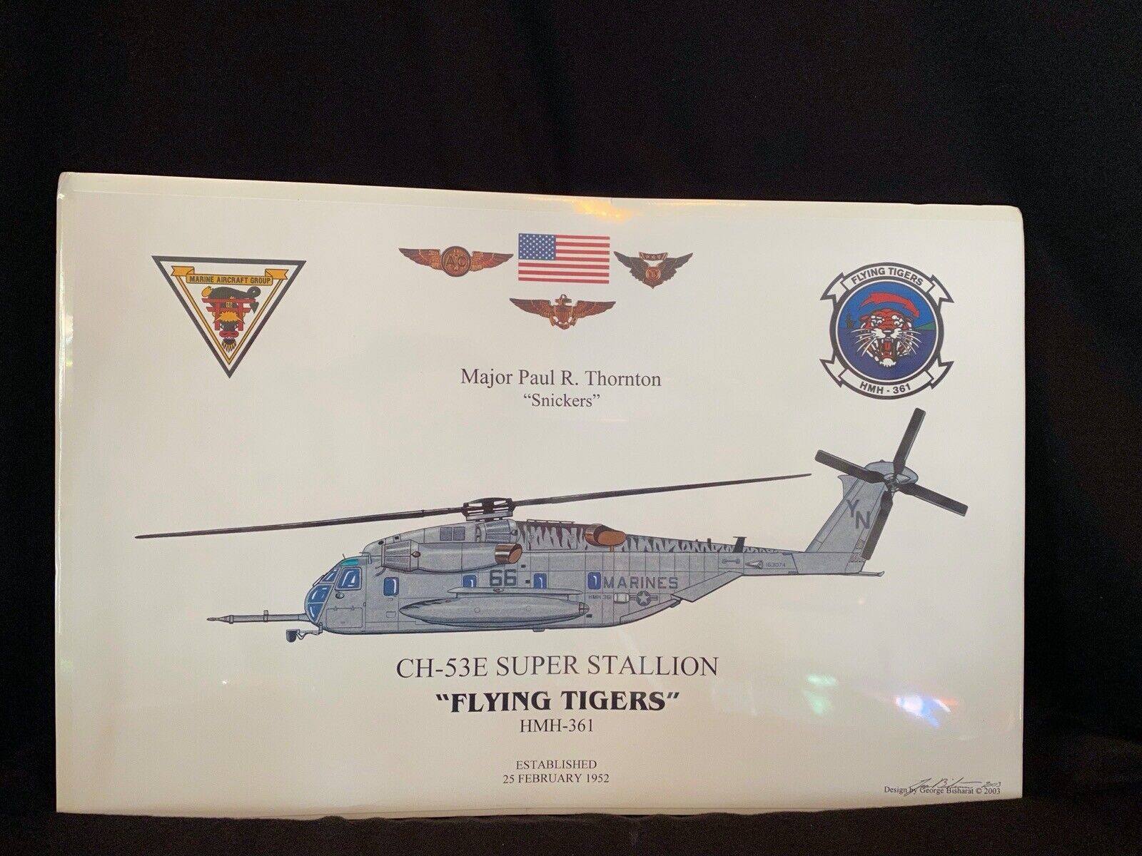 2003 CH-53E Super Stallion Flying Tigers Marine Helicopter Print George Bisharat