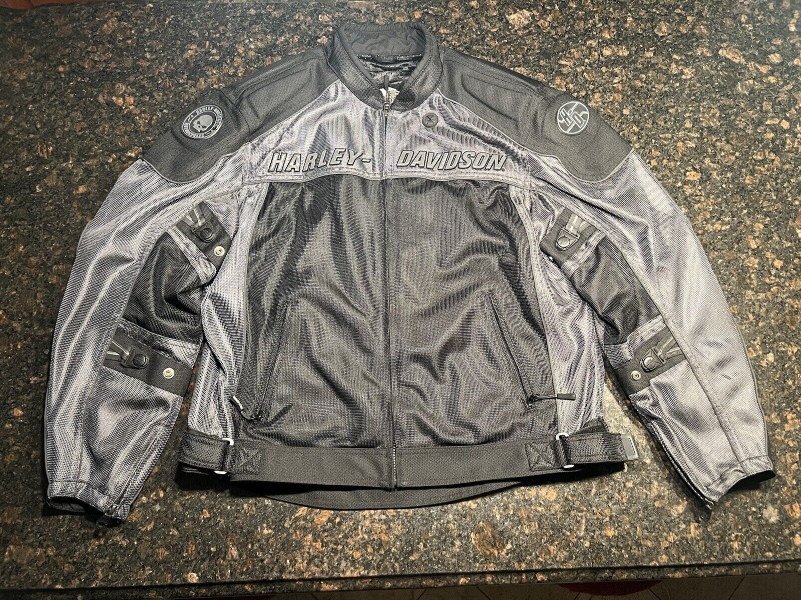 Harley Davidson Willie G Black/Gray Mesh Padded Motorcycle Jacket Size XL