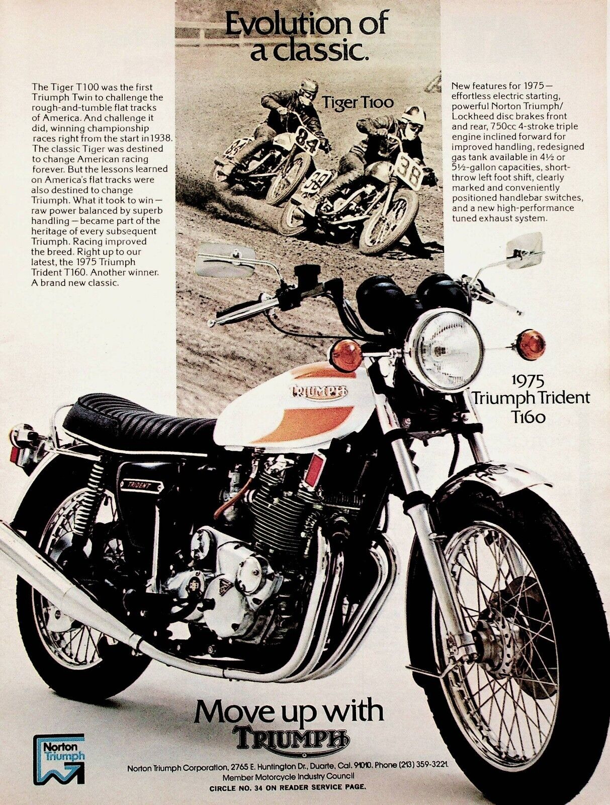 1975 Triumph Trident T160 Classic - Vintage Motorcycle Ad
