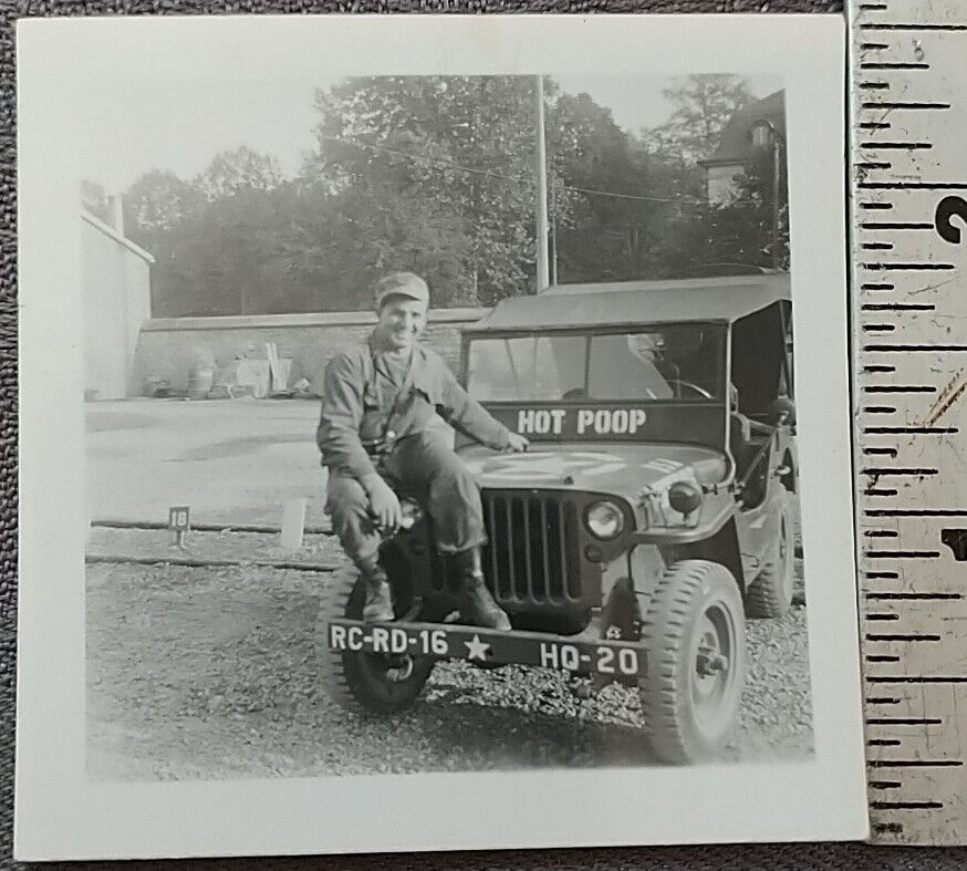 Camp Pall Mall Hot Poop Jeep 76th Inf 304th Military WWII WW2 Army Photo Image
