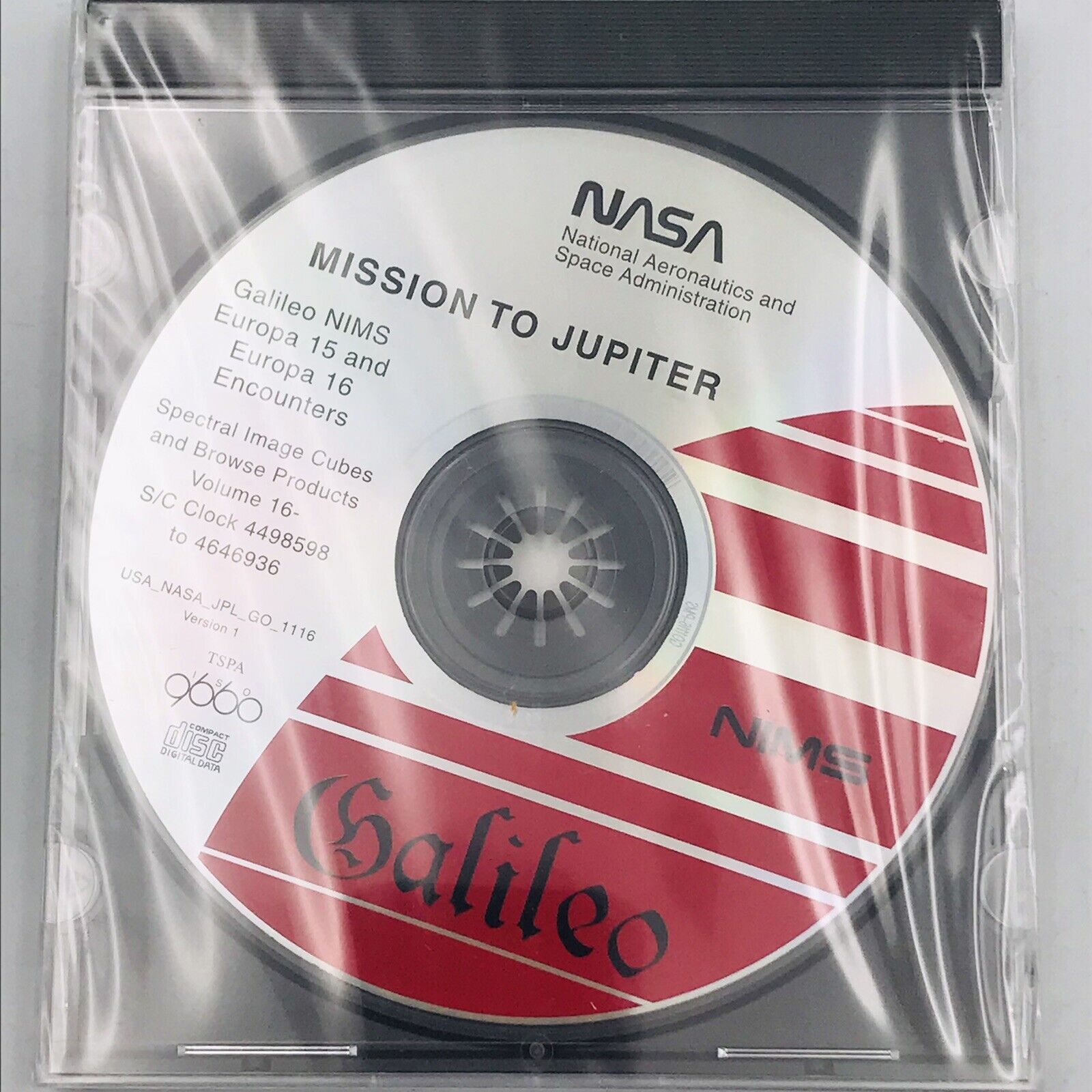 NASA JPL Mission To Jupiter Galileo NIMS Europa 15 & 16 Encounters CD GO_1116 V1