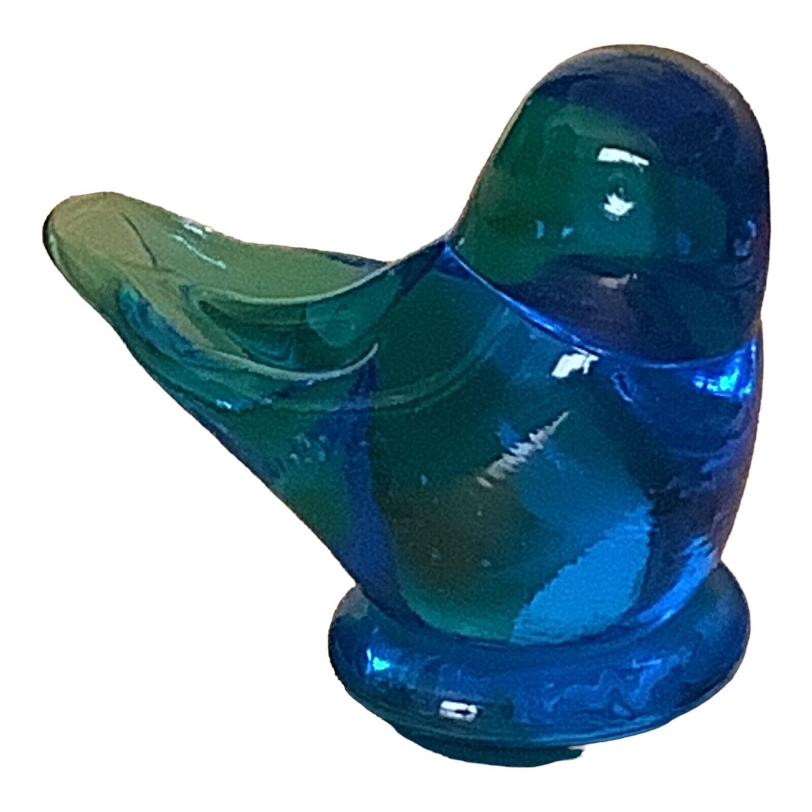 Vtg Leo Ward Glass Blue Bird Of Happiness Figurine Signed Dated 1996