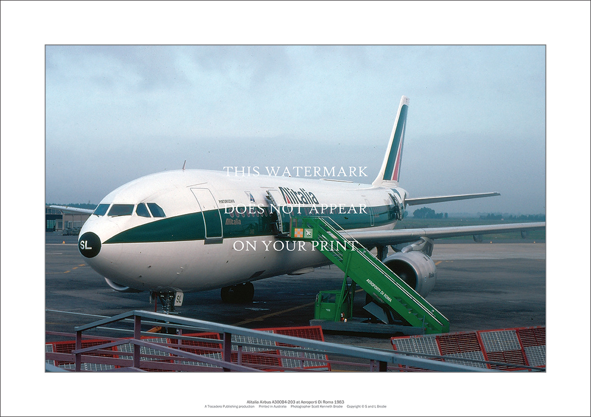 Alitalia Airbus A300 A3 Art Print – Rome Airport 1983 – 42 x 29 cm Poster