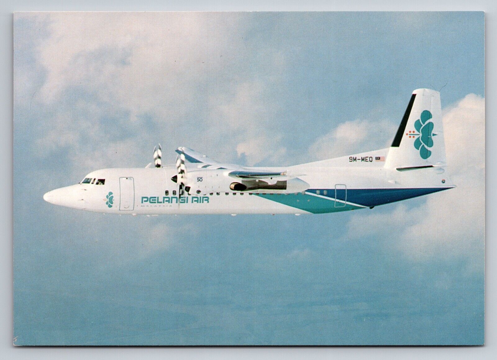 Pelangi Air Fokker 50 9M-MEQ Airline Aircraft Postcard