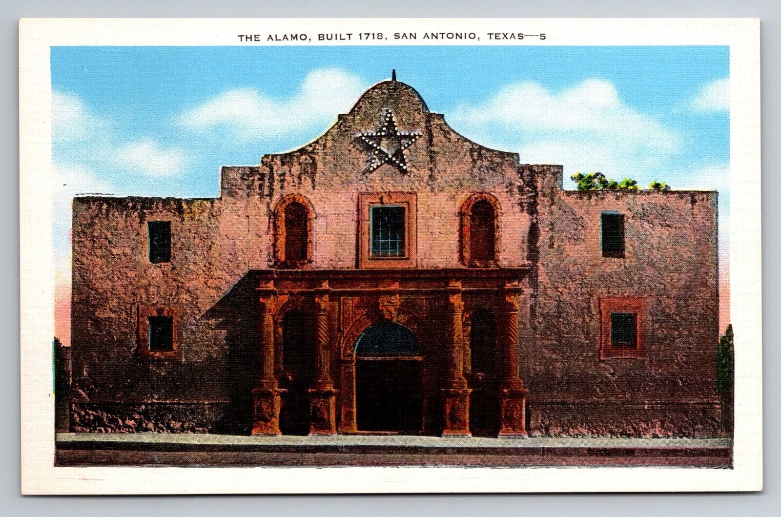 The Alamo Front Fascade,San Antonio,Texas ,Vintage UNP C. 1935 Linen Postcard
