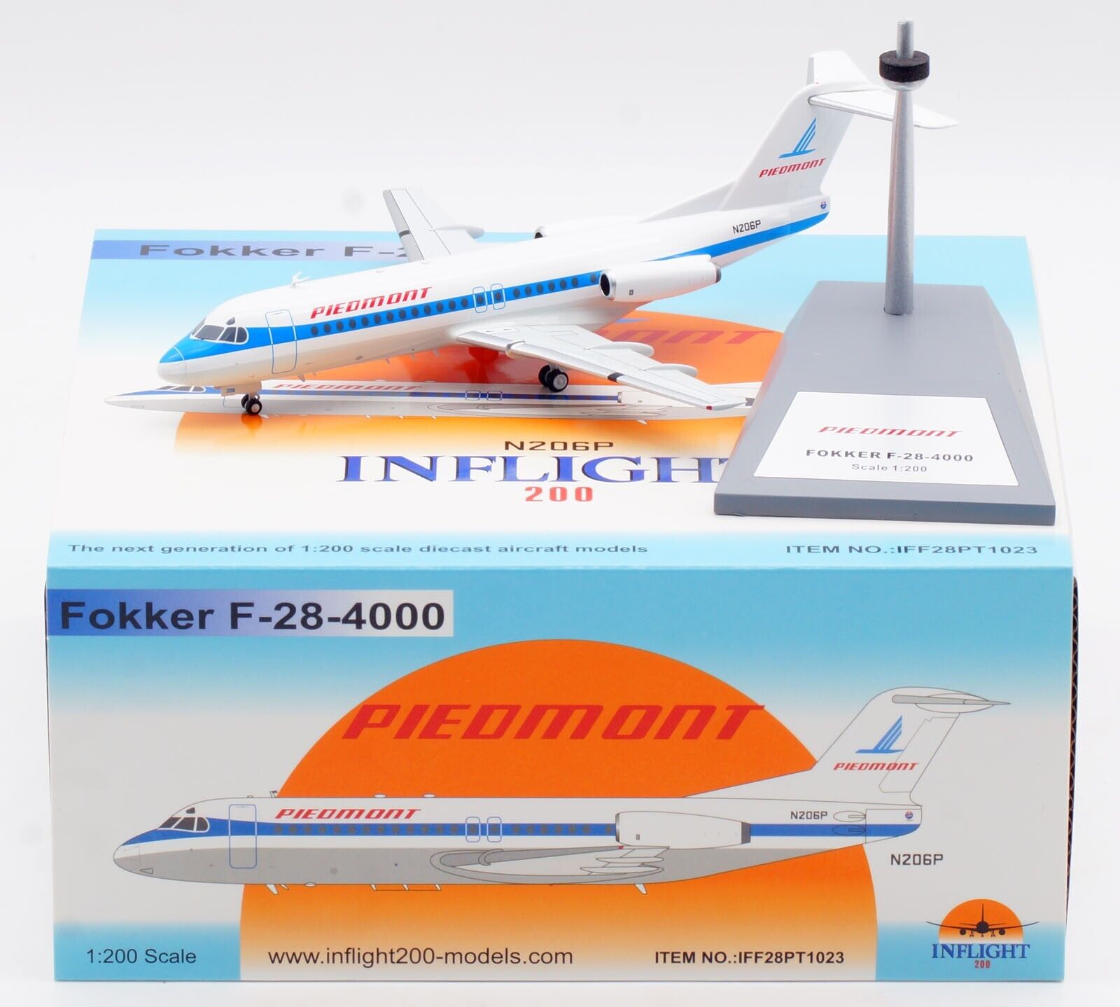 INFLIGHT 1:200 Piedmont Airlines FOKKER F-28-4000 Diecast Aircraft Model N206P