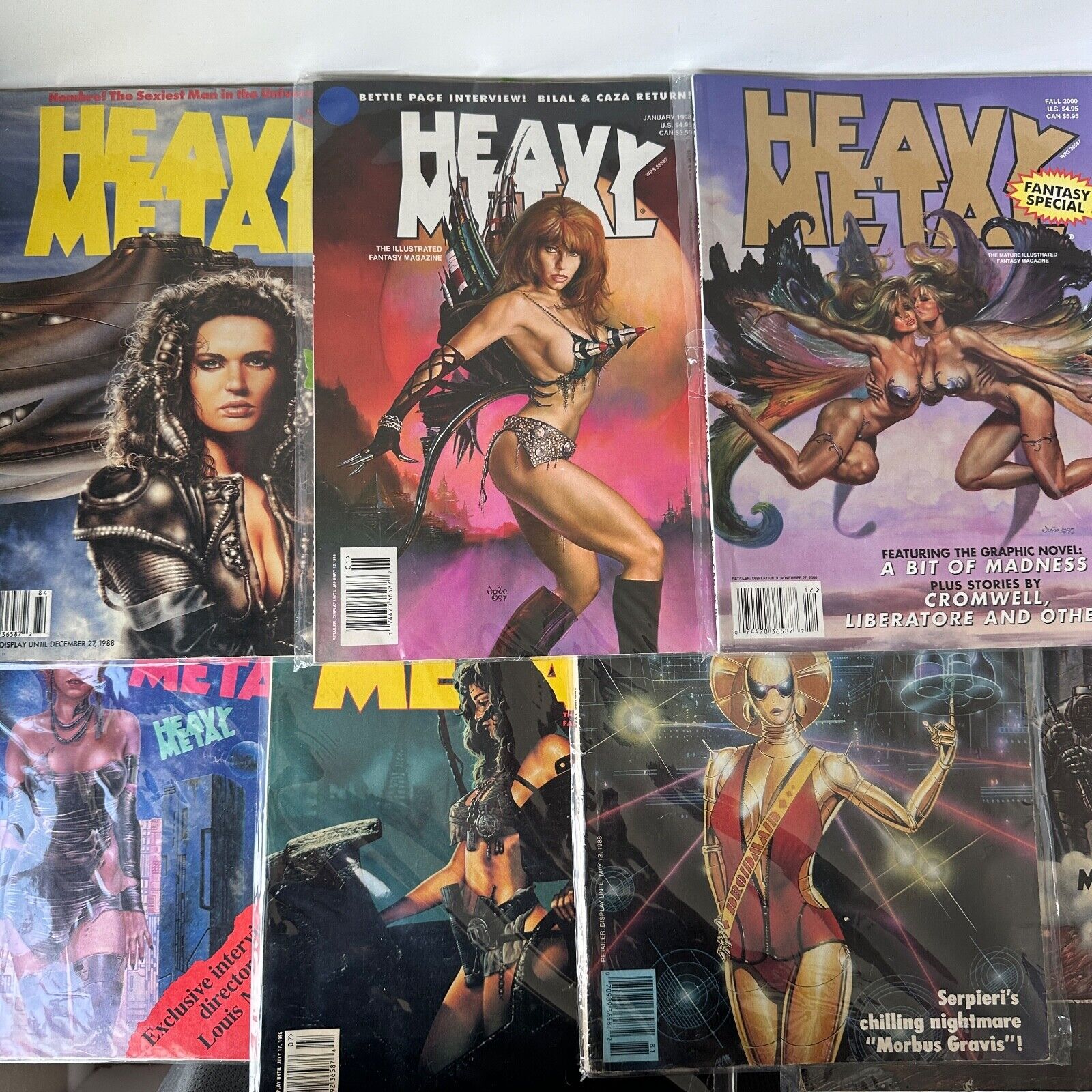 Heavy Metal Magazine Lot, Jan 98, Fall 00, Jul 95, Spring 88, Winter 89, Sept 84