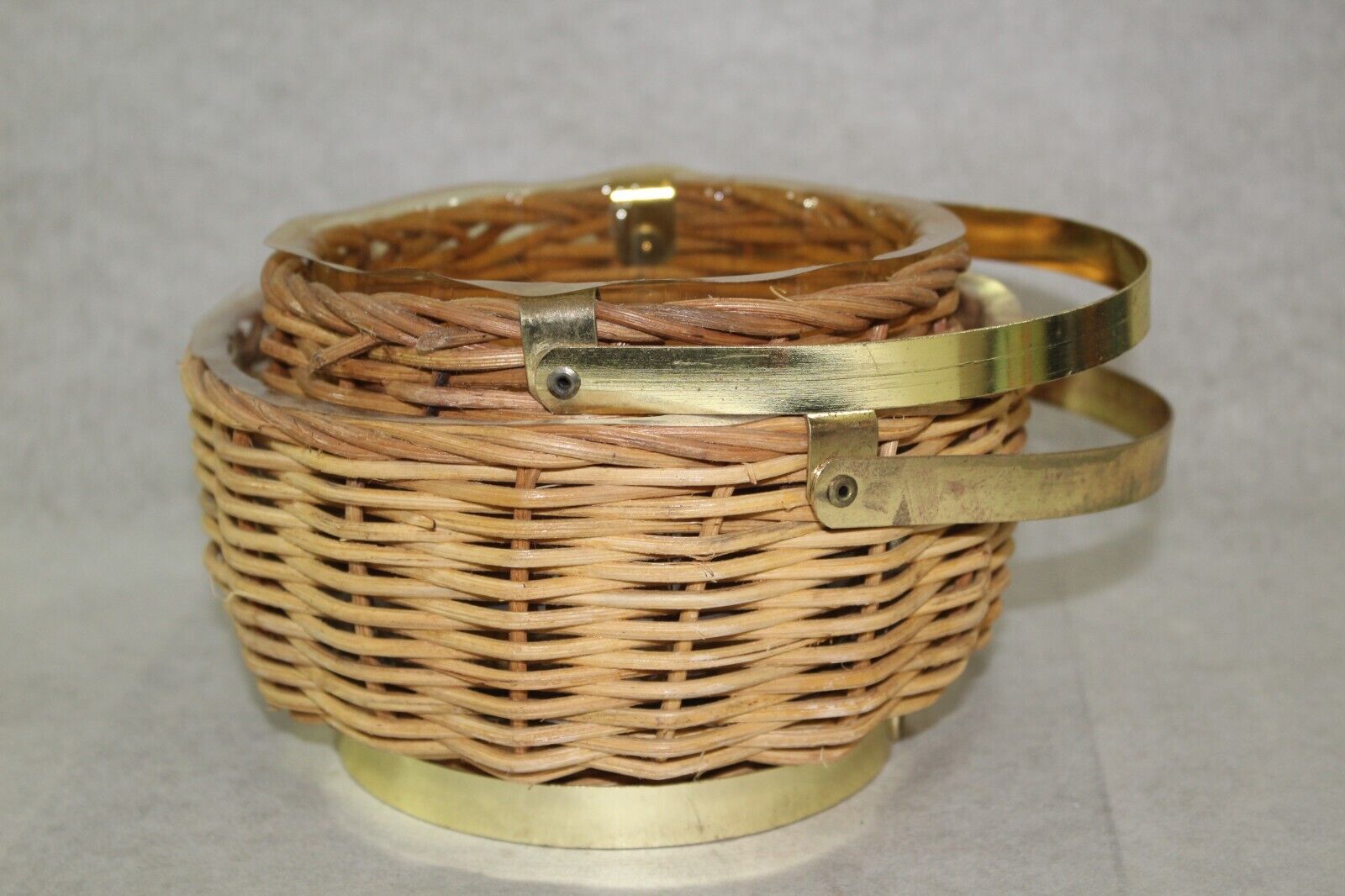 NoS-2 Woven Metal Handle Basket -Teleflora Gift Boho 3.5in-Tall Planter Decor