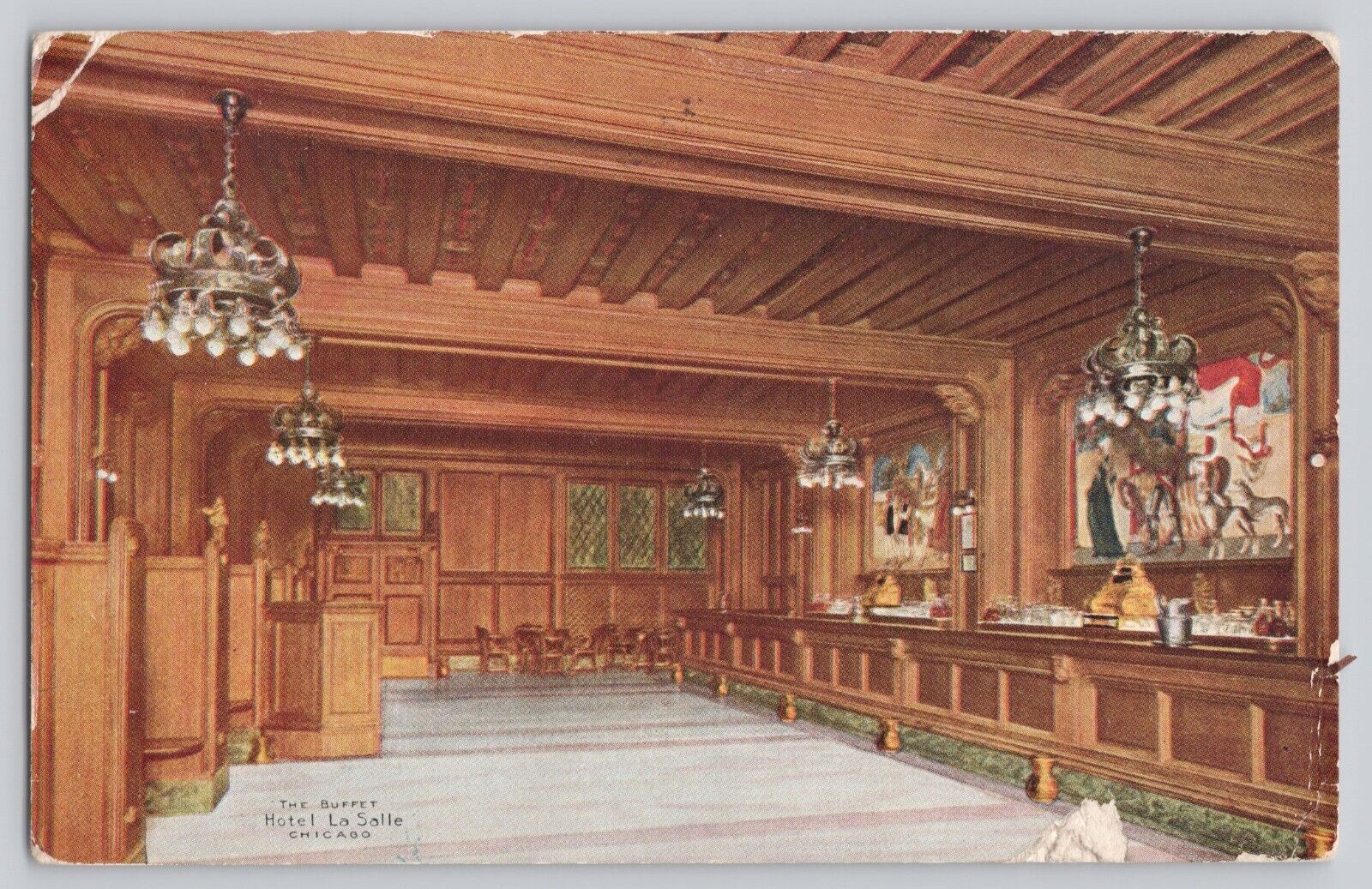 1911 Hotel LaSalle Chicago IL Interior View Buffet Postcard PC1.74