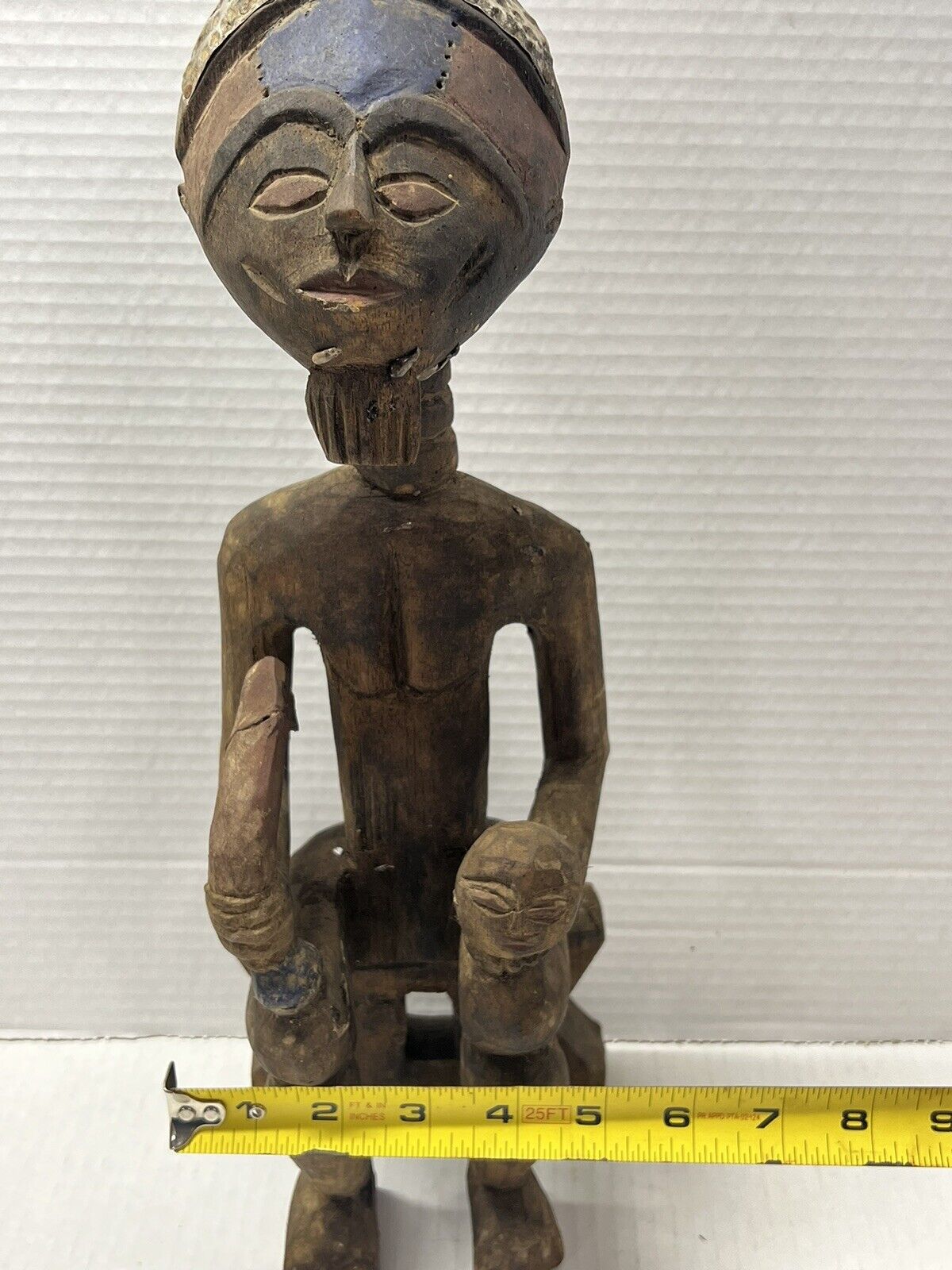 African Tribal Art Sculpture Statue Hand Carved Very Rustic Figurine 15.5 “