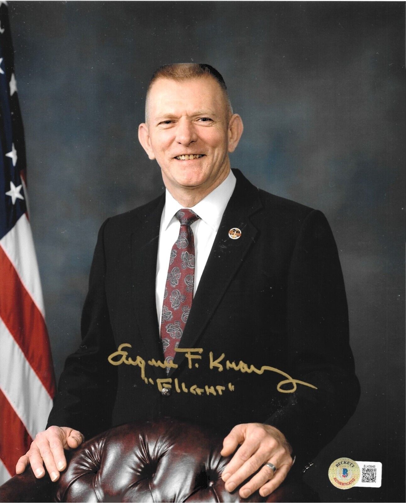 Eugene F. Kranz Signed 8x10 NSA Photo Autograph Apollo 13 Beckett C.O.A.
