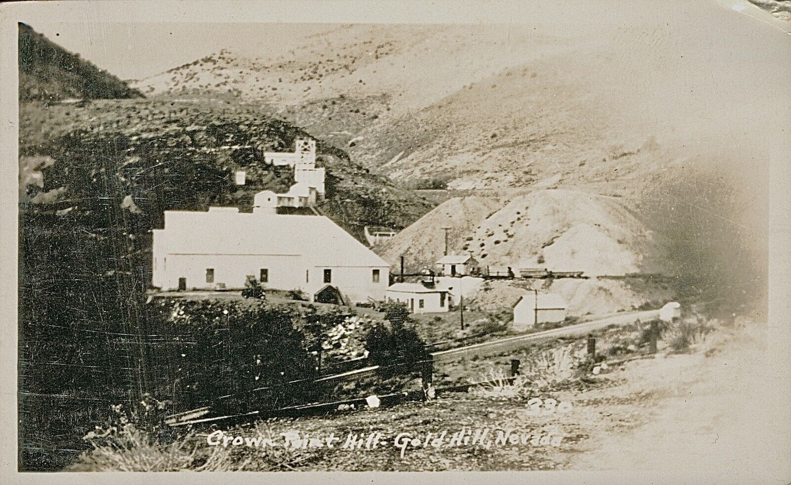 Postcard c1907 RPPC Antique CROWN POINT HILL, GOLD HILL, NEVADA Mining Facility