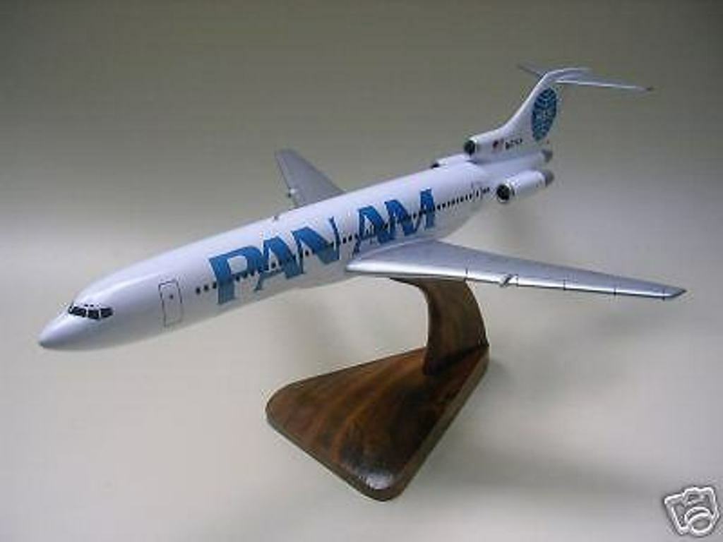 B-727 Pan Am Airlines Boeing B727 Airplane Desk Wood Model Small New