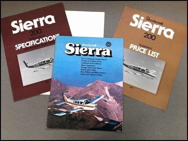 1976 1977 Beechcraft Sierra 200 Airplane Aircraft Vintage Brochure Catalog Set