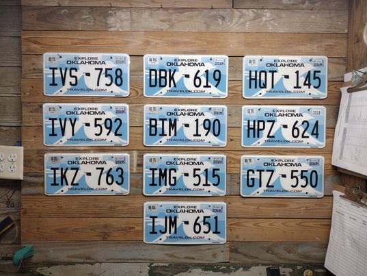Oklahoma 2000 Expired Lot of 10 good condition License Plates Tags IVS 758