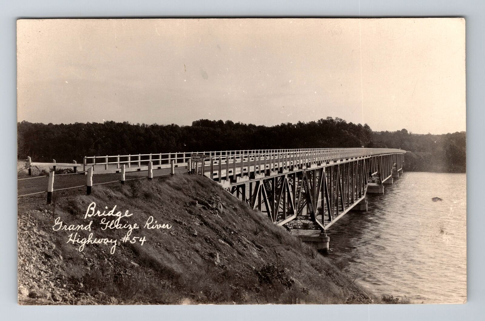 Grand Glaize River Bridge Missouri RPPC, Highway 54, Real Photo Vintage Postcard
