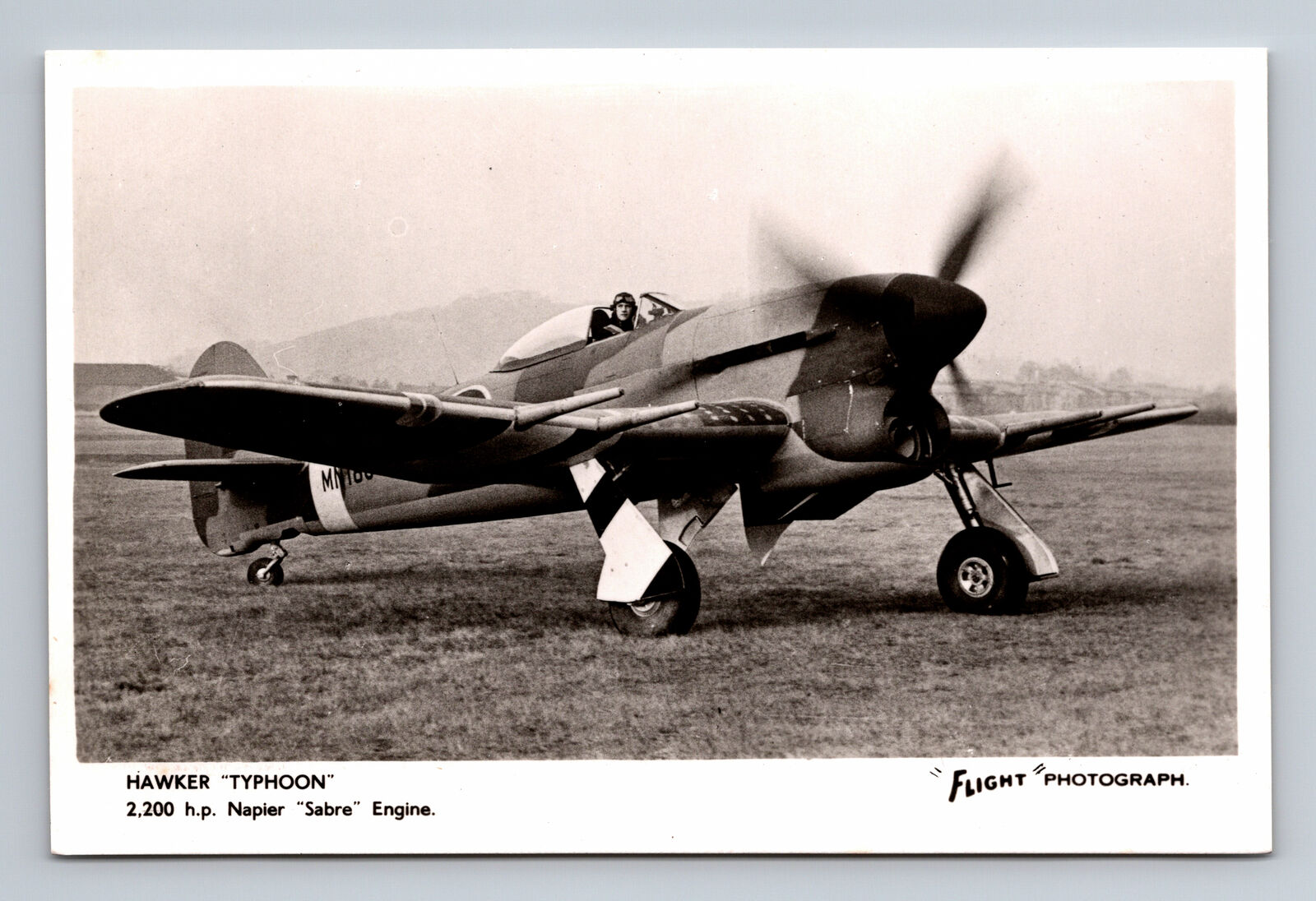 RPPC WWII RAF Hawker Typhoon Fighter Aircraft FLIGHT Photograph Postcard