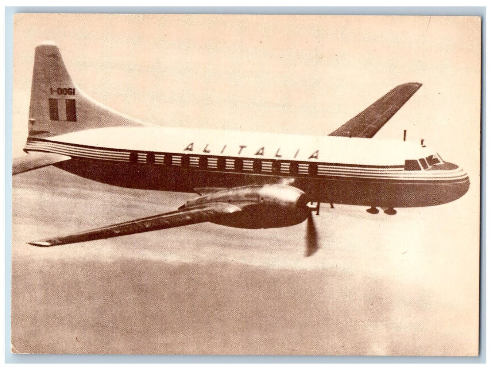 Fiumicino Italy Postcard Alitalia Convair 340 Airplane c1940\'s Unposted