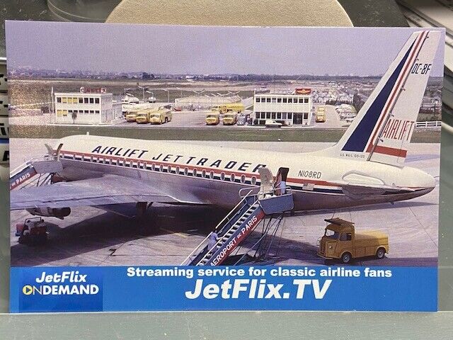 Airlift Jet Trader Douglas DC-8 DC-8-50 N108RD airline aircraft postcard