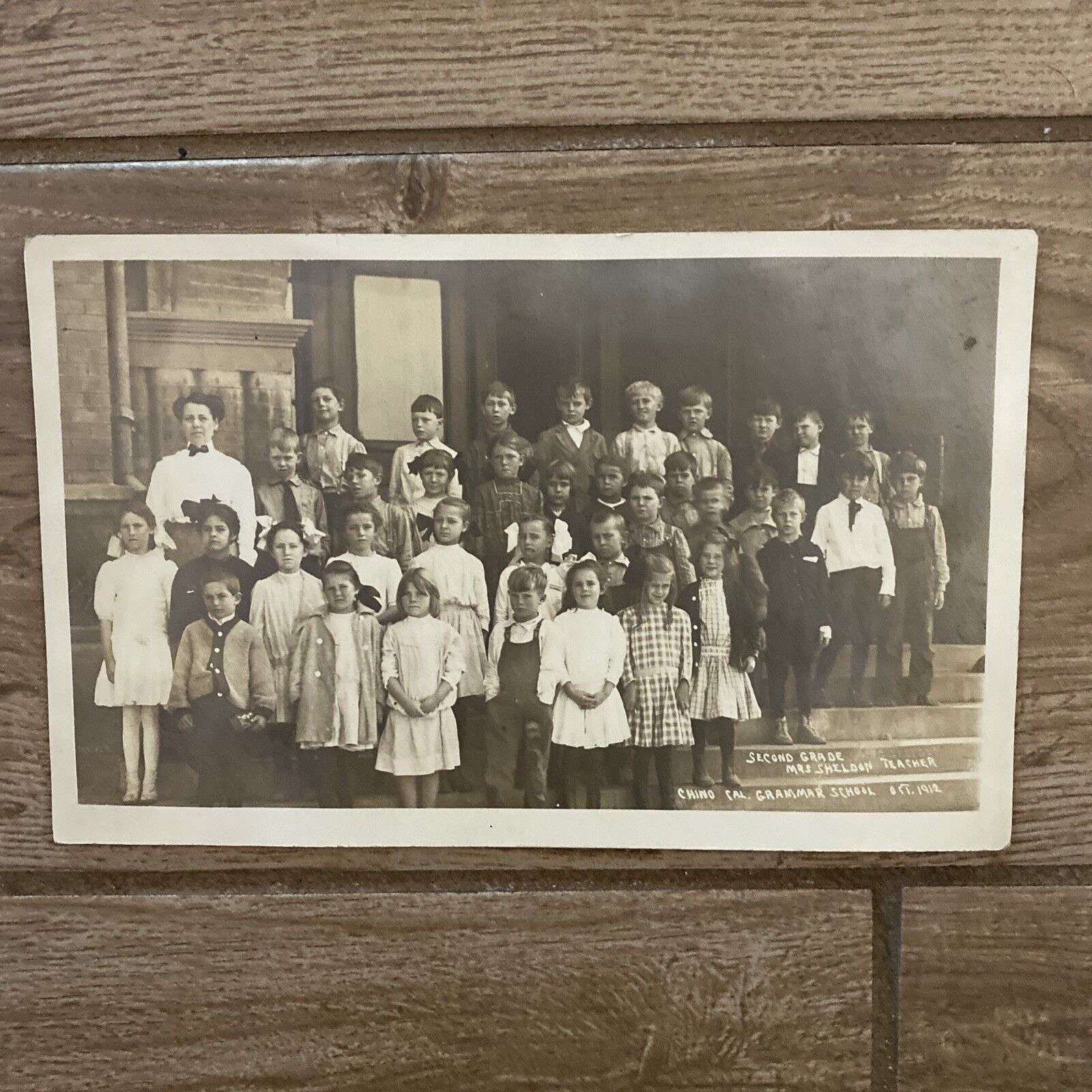 1912 One Room Schoolhouse Class Photo Antique Picture Second Grade