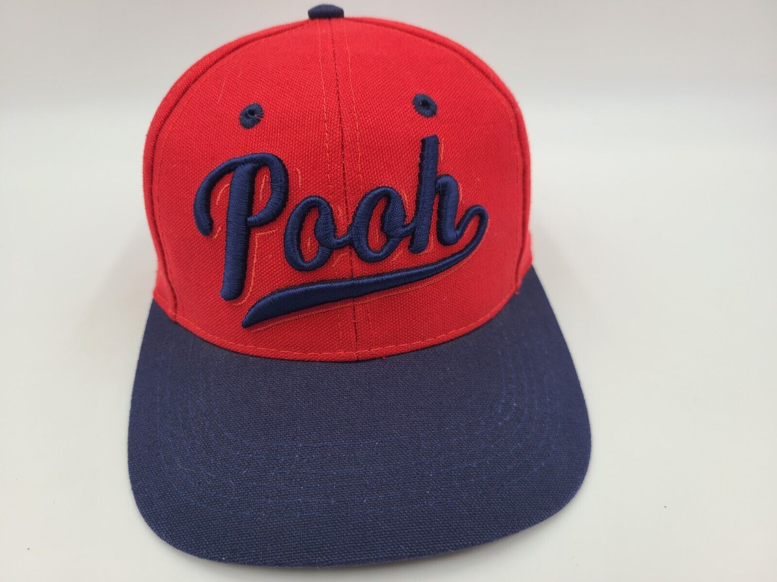 Vintage Winnie The Pooh Est 1966 Disney Store Script Snapback Hat Cap Red Blue