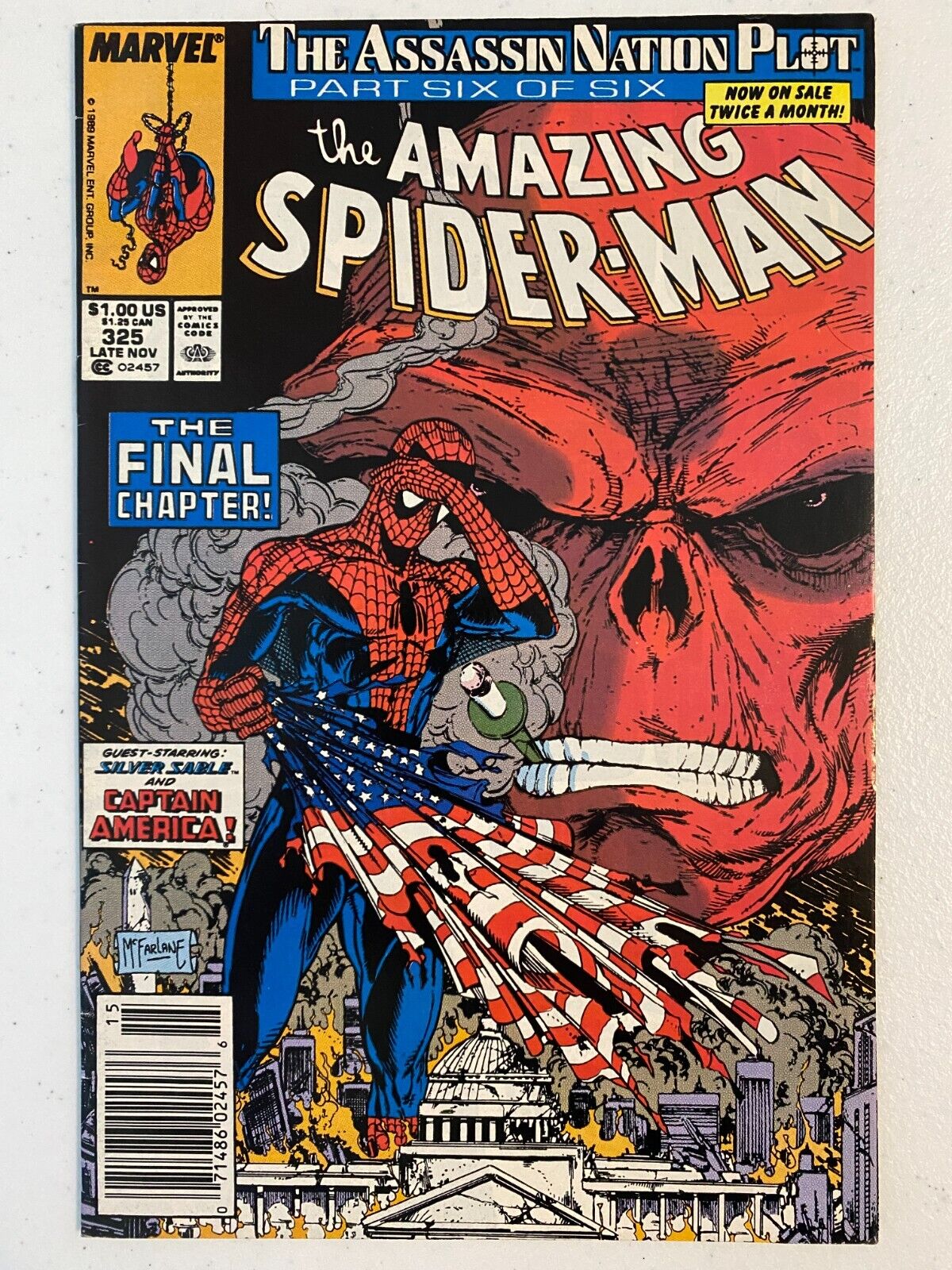 Amazing Spider-Man #325 (1989) HARD TO FIND NEWSSTAND-MARK JEWLELERS VARIANT VF+