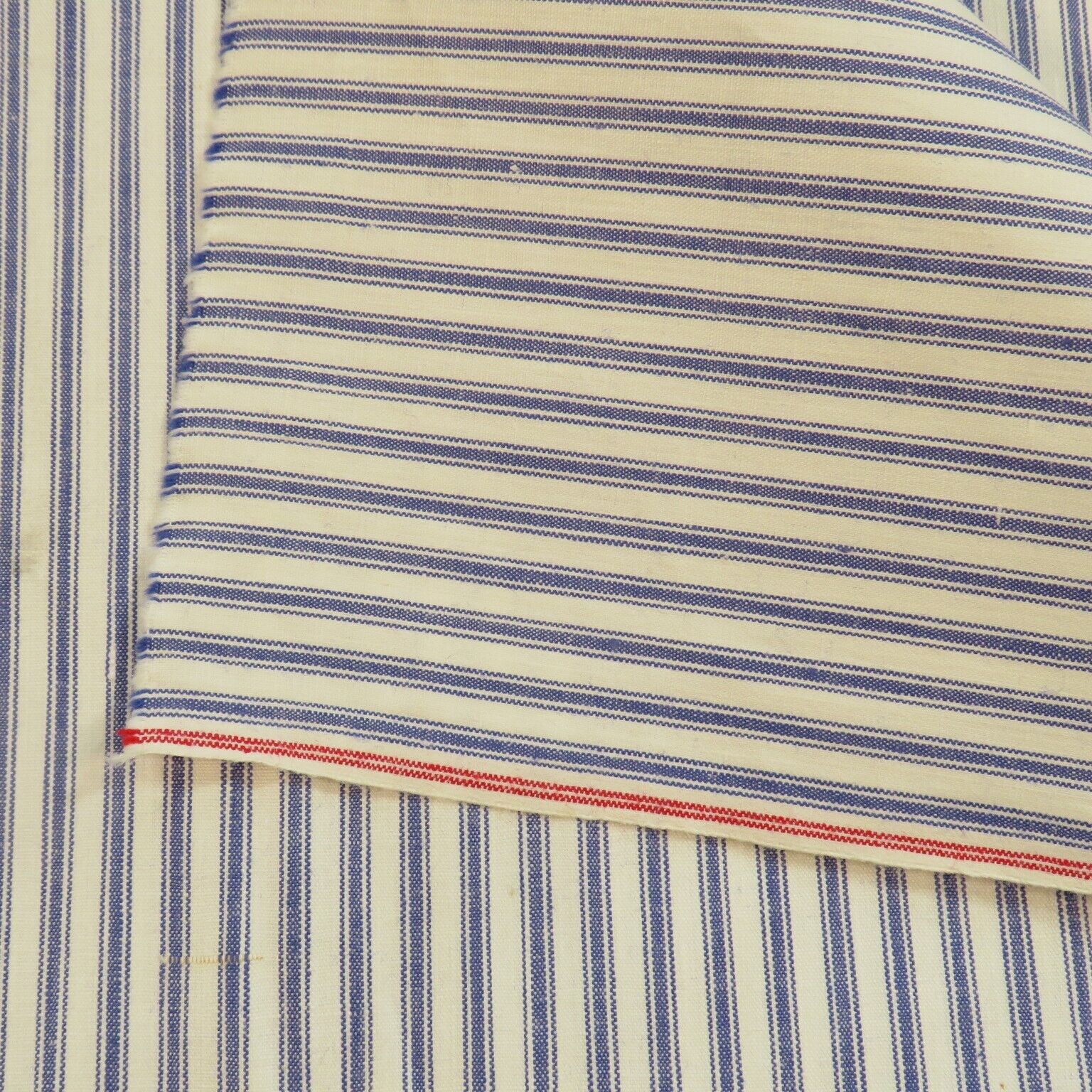 Vintage 1930s Ticking Stripe Fabric Blue Cotton BTY