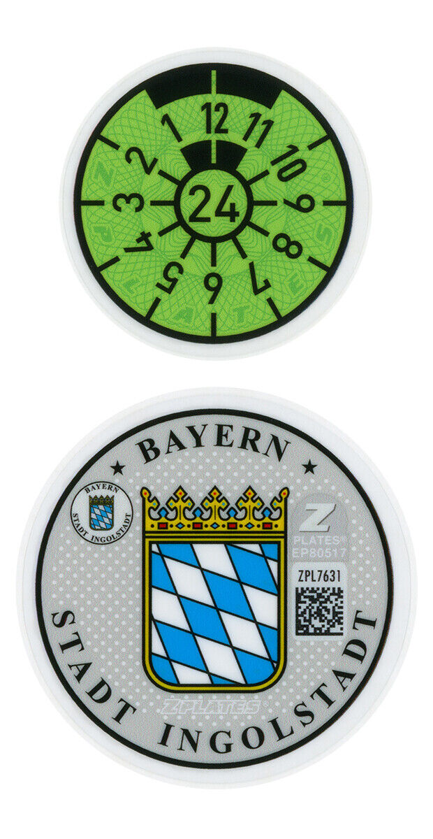 Ingolstadt Registration Seal Sticker Set 2024 - for German License Plate