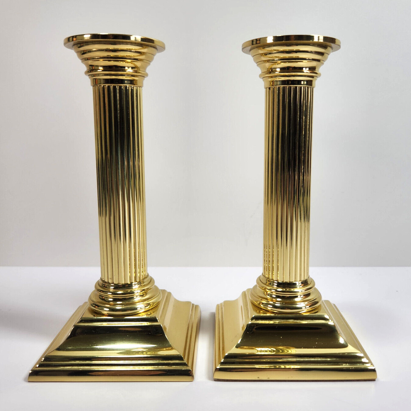 Vtg Baldwin Brass Smithsonian Candle Holders 6.5 inches Column Hollywood Regency