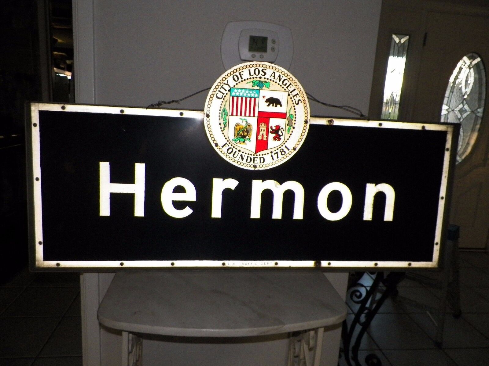 Vintage  City  Of Los Angeles Hermon District Sign 48 1/2