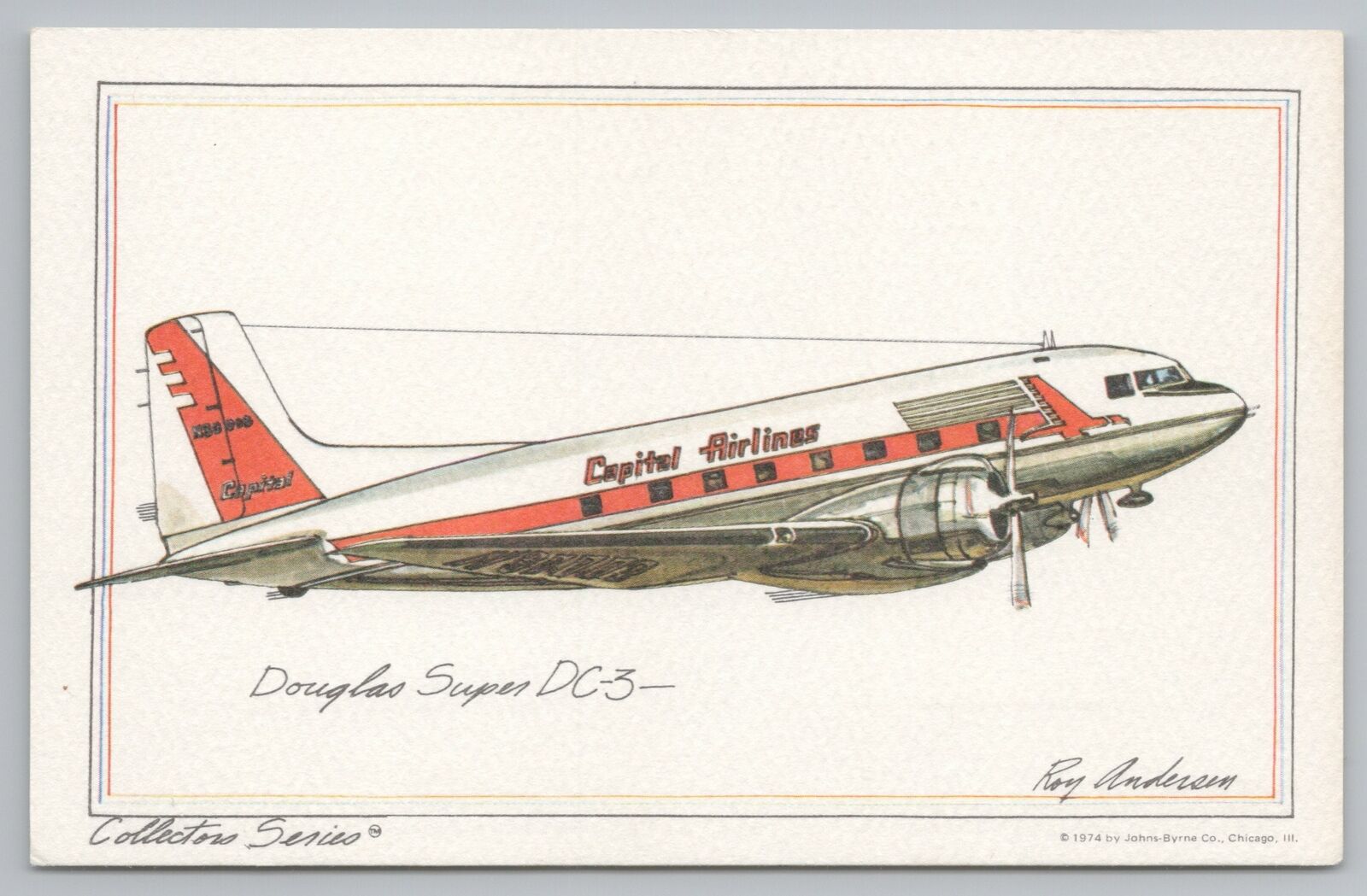 Transportation~Aircraft~Roy Andersen~Douglas Super DC-3~Capital Airlines~Vtg PC