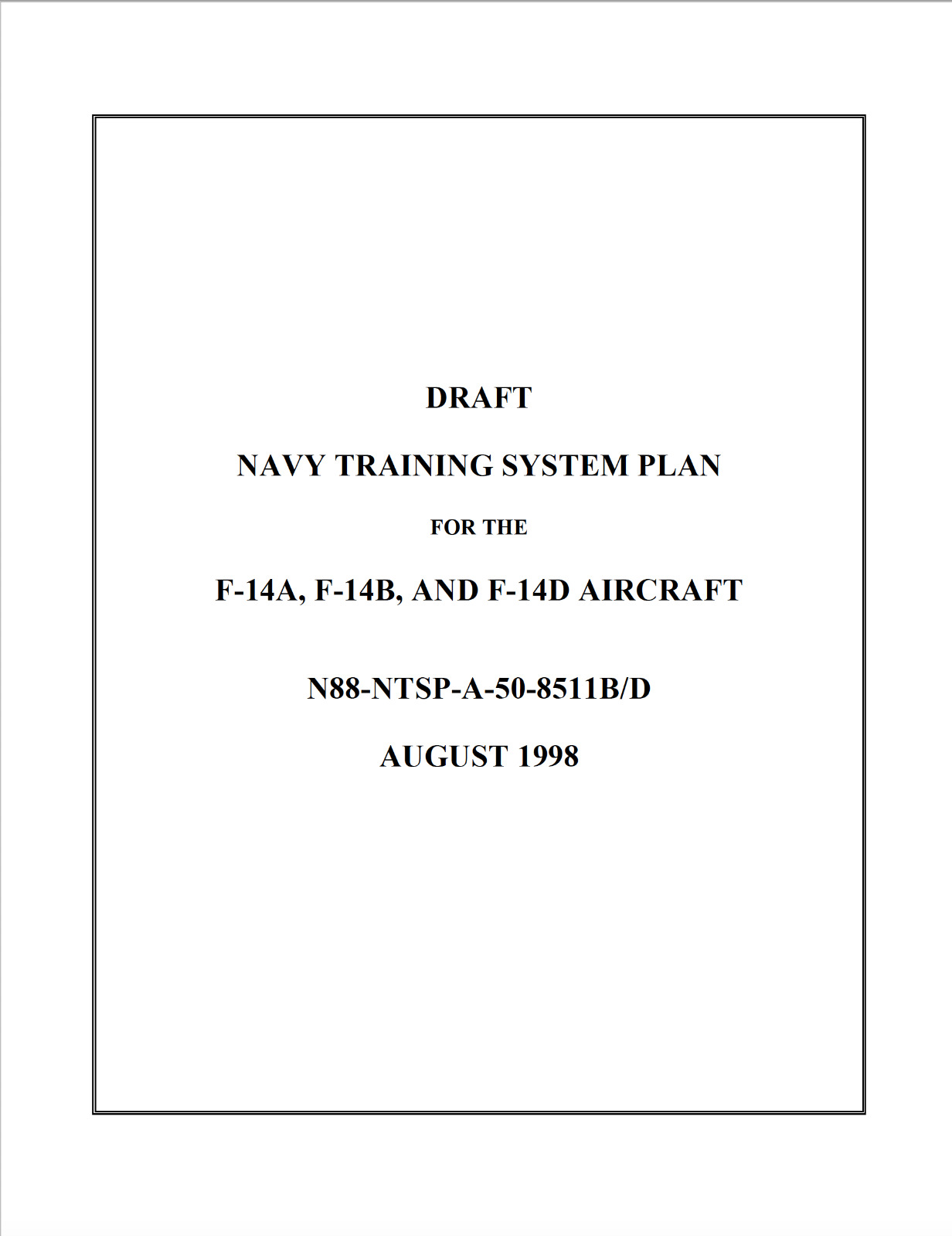 245 Page 1998 F-14A F-14B  F-14D TOMCAT Navy Training System Plan History on CD
